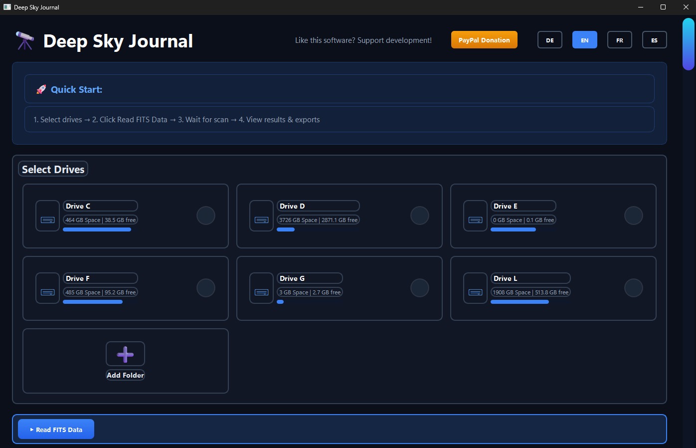 Deep Sky Journal Interface