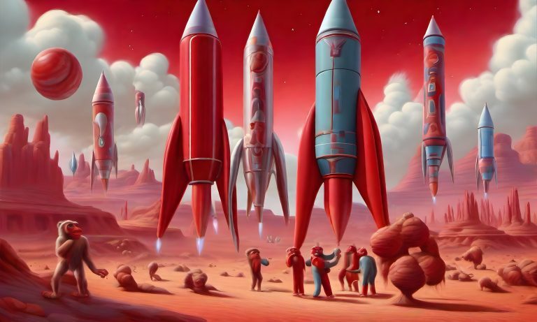 AI SDXL 037 – Red rocket planet