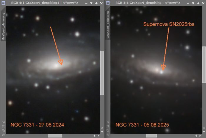 NGC7331 Supernova SN2025rbs small vergleich mit beschriftung