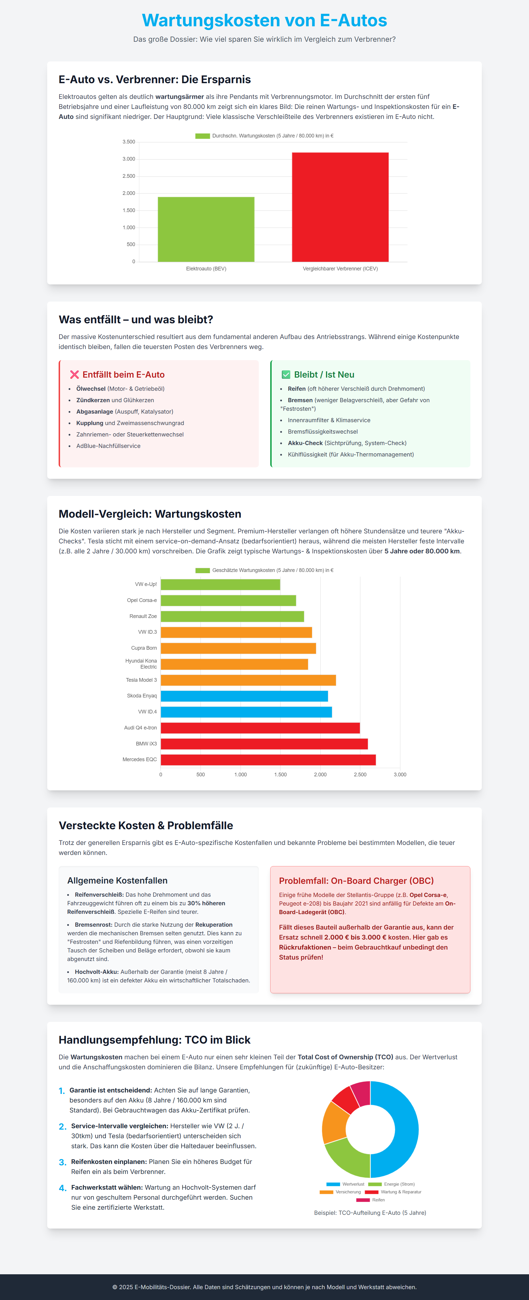 Wartungskosten Elektroautos: Infografik mit allem Wissenswerten