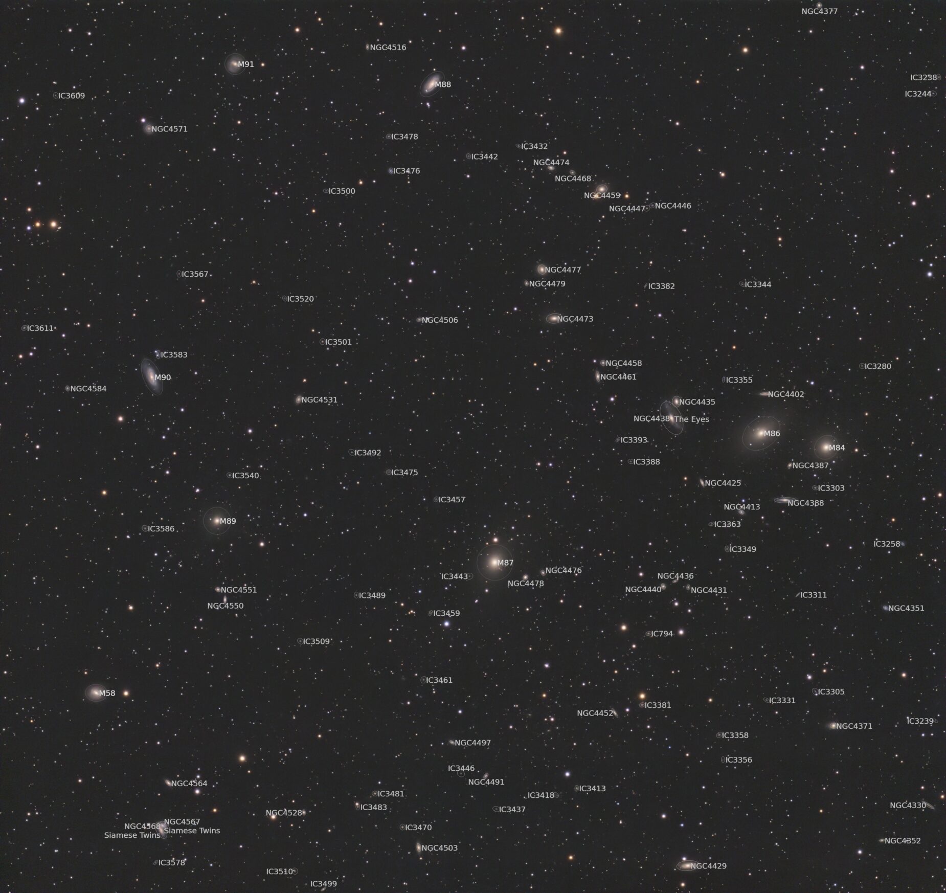 Virgo cluster of galaxies (Panorama with the Seestar S30 pro) 1 Virgo cluster of galaxies (Panorama with the Seestar S30 pro)