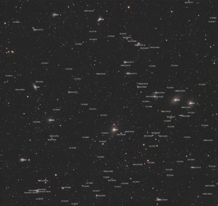 Virgo cluster of galaxies (Panorama with the Seestar S30 pro)